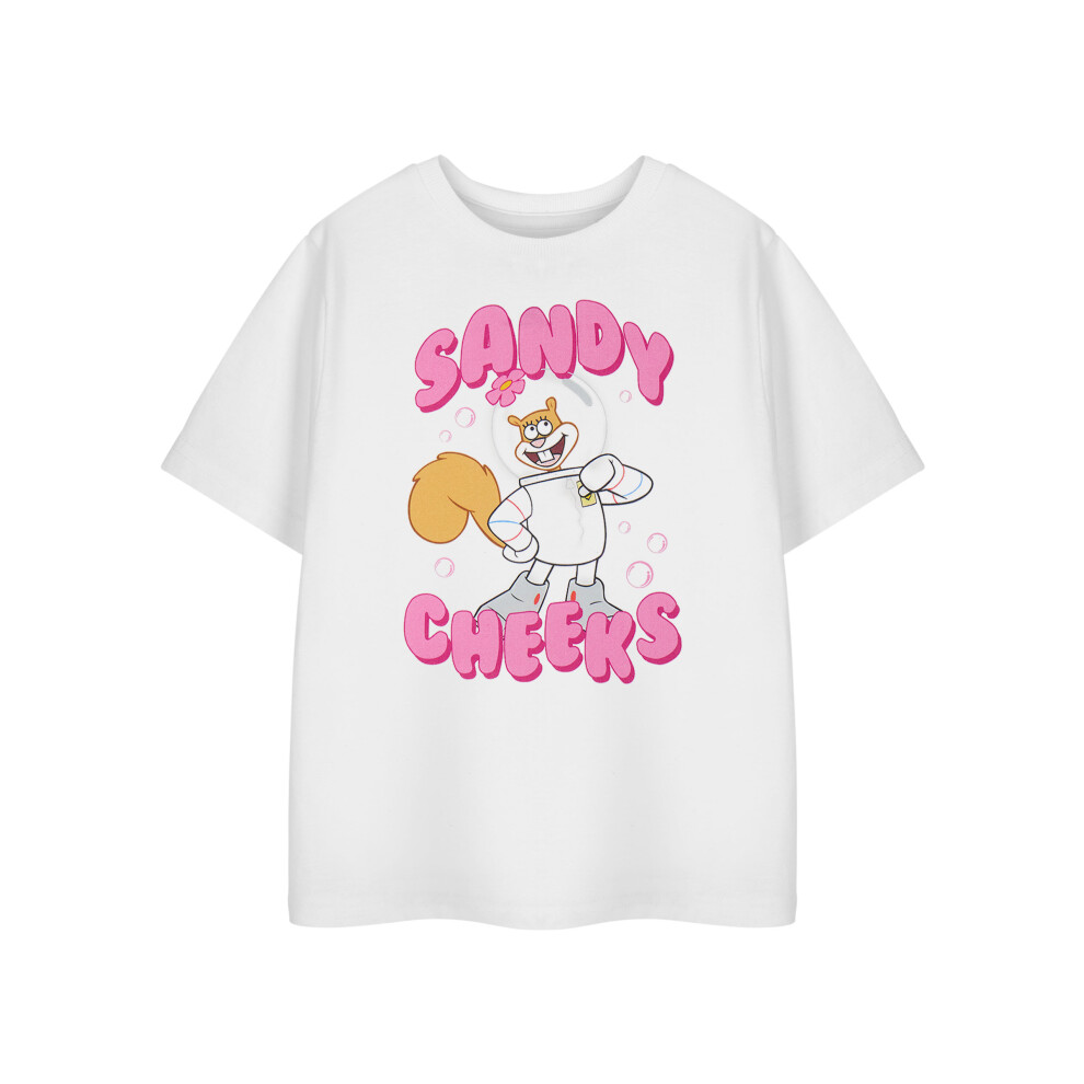 (11-12 Years) SpongeBob SquarePants Short Sleeved T-Shirt (Girls White)