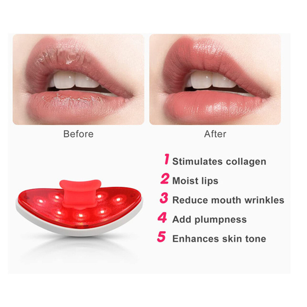 2 In 1 Red LED Light Lip Eye Care Tool Device 4 Heating Modes Wrinkle Remova ABE