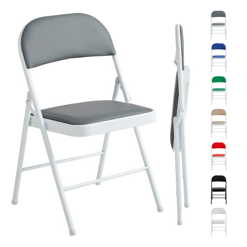 MCC (PACK OF 1, GREY) 1/2/4/6 Faux Leather padded Foldable Chairs 2