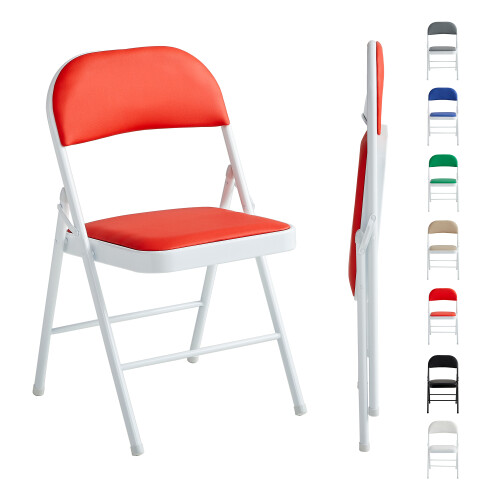 MCC (PACK OF 1, RED) 1/2/4/6 Faux Leather padded Foldable Chairs 2