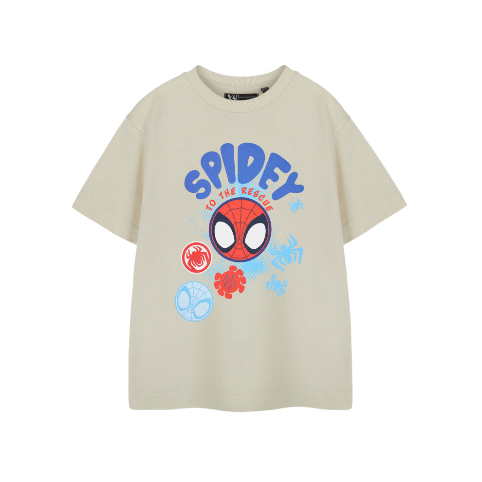 (2-3 Years) Spiderman Spidey and His Amazing Friends Short Sleeved T-Shirt (Boys Beige)