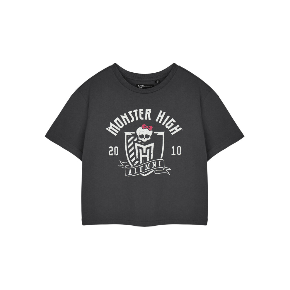 (X-Large) Monster High Cropped Short Sleeved T-Shirt (Womens Grey)