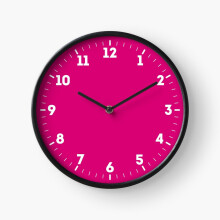 (Hot Pink Fuchsia Solid Color Decor=95) Wall Clock 12 Inch Funny Mantel & Tabletop Art Decor for Home Bedroom Office