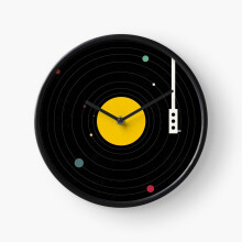 (Music Everywhere=145) Wall Clock 12 Inch Funny Mantel & Tabletop Art Decor for Home Bedroom Office