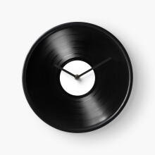 (Record Vinyl White Label=453) Wall Clock 12 Inch Funny Mantel & Tabletop Art Decor for Home Bedroom Office