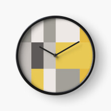 (Mustard Grey Patchwork =447) Wall Clock 12 Inch Funny Mantel & Tabletop Art Decor for Home Bedroom Office