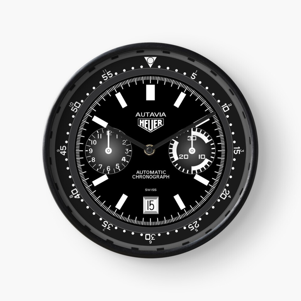(Vintage Heuer Autavia clock=245) Wall Clock 12 Inch Funny Mantel & Tabletop Art Decor for Home Bedroom Office