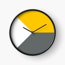 (Yellow white and Grey Scandinavian Geometric Minimalist =586) Wall Clock 12 Inch Funny Mantel & Tabletop Art Decor for Home Bedroom Office