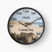 (Cornish Time=514) Wall Clock 12 Inch Funny Mantel & Tabletop Art Decor for Home Bedroom Office