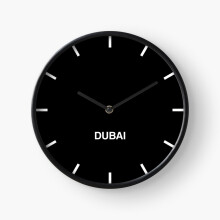 (Dubai Black Time Zone Newsroom=534) Wall Clock 12 Inch Funny Mantel & Tabletop Art Decor for Home Bedroom Office