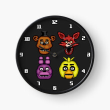 (Five Nights at Freddy's 1 - Pixel art - The 4=546) Wall Clock 12 Inch Funny Mantel & Tabletop Art Decor for Home Bedroom Office