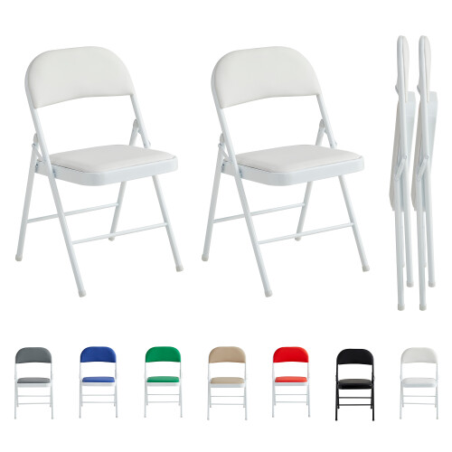 MCC (PACK OF 2, WHITE) 1/2/4/6 Faux Leather padded Foldable Chairs 2