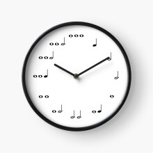 (Black and White Music Notes=629) Wall Clock 12 Inch Funny Mantel & Tabletop Art Decor for Home Bedroom Office