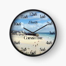 (Cornish Time, St Ives=851) Wall Clock 12 Inch Funny Mantel & Tabletop Art Decor for Home Bedroom Office