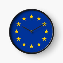 (EU Flag=853) Wall Clock 12 Inch Funny Mantel & Tabletop Art Decor for Home Bedroom Office