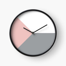 (Pink and Grey Scandinavian Geometric Minimalist=858) Wall Clock 12 Inch Funny Mantel & Tabletop Art Decor for Home Bedroom Office