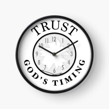 (Trust God's Timing (Light)=654) Wall Clock 12 Inch Funny Mantel & Tabletop Art Decor for Home Bedroom Office