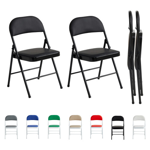 MCC (PACK OF 2, BLACK) 1/2/4/6 Faux Leather padded Foldable Chairs 2