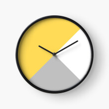 (Tricolor Silver Gray Mustard Yellow And White III=1058) Wall Clock 12 Inch Funny Mantel & Tabletop Art Decor for Home Bedroom Office