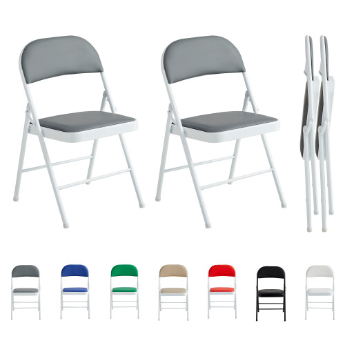 MCC (PACK OF 2, GREY) 1/2/4/6 Faux Leather padded Foldable Chairs 2