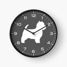 (West Highland White Terrier Silhouette(s)=1313) Wall Clock 12 Inch Funny Mantel & Tabletop Art Decor for Home Bedroom Office