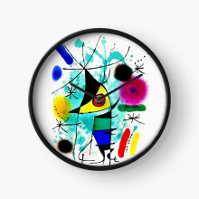 (Joan Miró Abstract Surrealism - 'The Singing Fish' =1344) Wall Clock 12 Inch Funny Mantel & Tabletop Art Decor for Home Bedroom Office