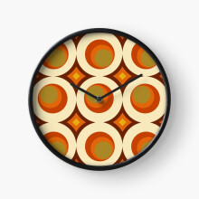 (Mid-Century Modern 70s=1355) Wall Clock 12 Inch Funny Mantel & Tabletop Art Decor for Home Bedroom Office