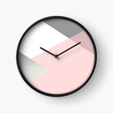 (Geometrics - grey blush silver=1274) Wall Clock 12 Inch Funny Mantel & Tabletop Art Decor for Home Bedroom Office