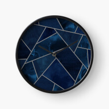 (Navy Grey Geo=1650) Wall Clock 12 Inch Funny Mantel & Tabletop Art Decor for Home Bedroom Office