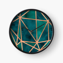 (Copper Emerald Geo=1629) Wall Clock 12 Inch Funny Mantel & Tabletop Art Decor for Home Bedroom Office