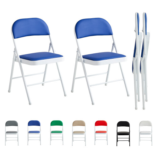 MCC (PACK OF 2, BLUE) 1/2/4/6 Faux Leather padded Foldable Chairs 2