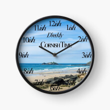 (Cornish Time Godrevy=1531) Wall Clock 12 Inch Funny Mantel & Tabletop Art Decor for Home Bedroom Office