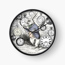 (White Rabbit Alice in Wonderland Watches Time=1510) Wall Clock 12 Inch Funny Mantel & Tabletop Art Decor for Home Bedroom Office