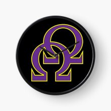 (Que Double Omega Purple Gold Psi Phi=1550) Wall Clock 12 Inch Funny Mantel & Tabletop Art Decor for Home Bedroom Office
