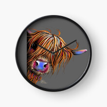 (HiGHLaND CoW PRiNT SCoTTiSH ' SuGaR LuMP oN GReY BY SHiRLeY MacARTHuR=1730) Wall Clock 12 Inch Funny Mantel & Tabletop Art Decor for Home Bedroom Office