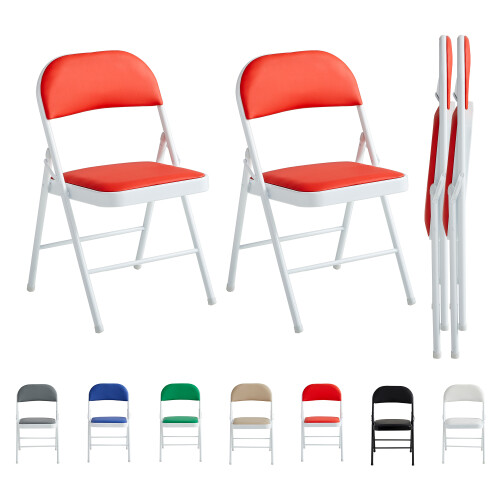 MCC (PACK OF 2, RED) 1/2/4/6 Faux Leather padded Foldable Chairs 2
