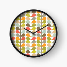(Retro 60s Midcentury Modern Pattern=2227) Wall Clock 12 Inch Funny Mantel & Tabletop Art Decor for Home Bedroom Office