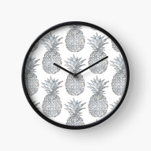 (Grey Marble Pineapple=2534) Wall Clock 12 Inch Funny Mantel & Tabletop Art Decor for Home Bedroom Office