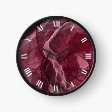 (Burgundy Smoke with White Roman Numerals=2592) Wall Clock 12 Inch Funny Mantel & Tabletop Art Decor for Home Bedroom Office