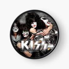 (KISS grey look up close=2730) Wall Clock 12 Inch Funny Mantel & Tabletop Art Decor for Home Bedroom Office