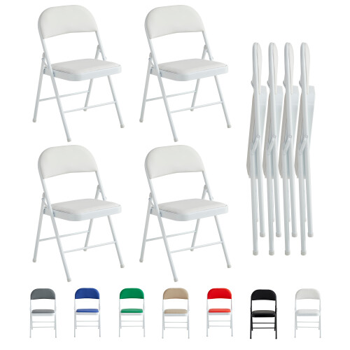 MCC (PACK OF 4, WHITE) 1/2/4/6 Faux Leather padded Foldable Chairs