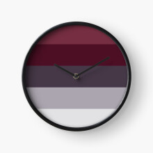 (Trendy Winter Colors Ombre Grey Burgundy red plum stripes=2671) Wall Clock 12 Inch Funny Mantel & Tabletop Art Decor for Home Bedroom Office