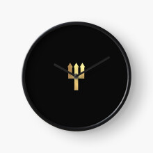 (United Trident - Black Gold=2690) Wall Clock 12 Inch Funny Mantel & Tabletop Art Decor for Home Bedroom Office