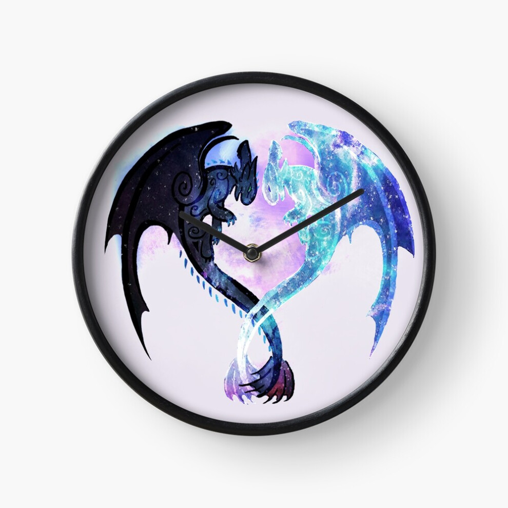 (Dragon Heart Toothless and Light Fury=2775) Wall Clock 12 Inch Funny Mantel & Tabletop Art Decor for Home Bedroom Office