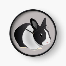(Dutch Black and White Rabbit=2771) Wall Clock 12 Inch Funny Mantel & Tabletop Art Decor for Home Bedroom Office