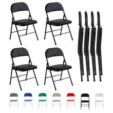 (PACK OF 4, BLACK) 1/2/4/6 Faux Leather padded Foldable Chairs
