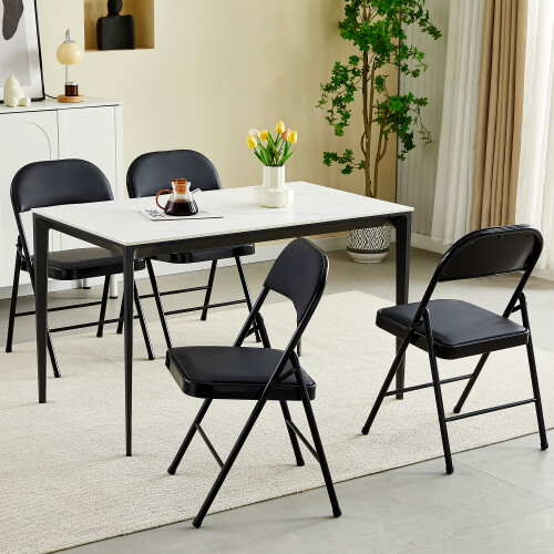 MCC (PACK OF 4, BLACK) 1/2/4/6 Faux Leather padded Foldable Chairs 2