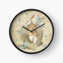 (White Rabbit - Alice In Wonderland=3074) Wall Clock 12 Inch Funny Mantel & Tabletop Art Decor for Home Bedroom Office