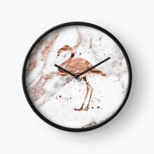 (Flamingo - rose gold marble =2973) Wall Clock 12 Inch Funny Mantel & Tabletop Art Decor for Home Bedroom Office