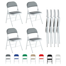 (PACK OF 4, GREY) 1/2/4/6 Faux Leather padded Foldable Chairs